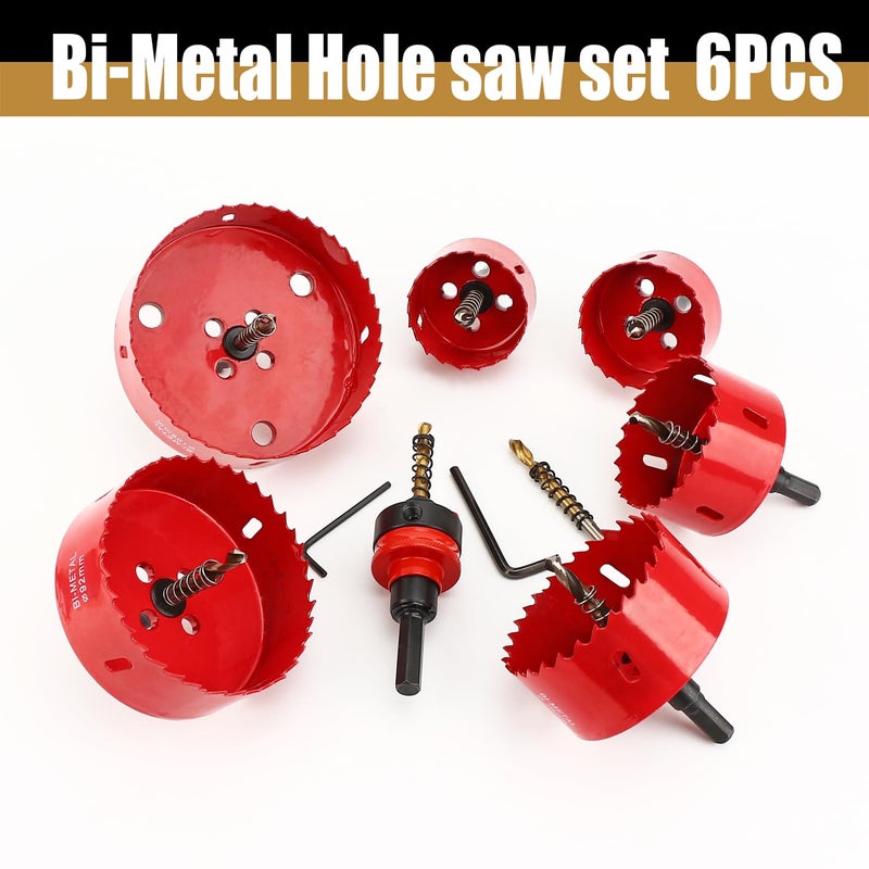dashap 6PCS Hole Saw Kit for Tungsten Hole Cutters in Metal, Aluminium, Wood and Plastic for a Wide Range of Drilling Needs in Different Materials and Hole Diameters. - Image 3